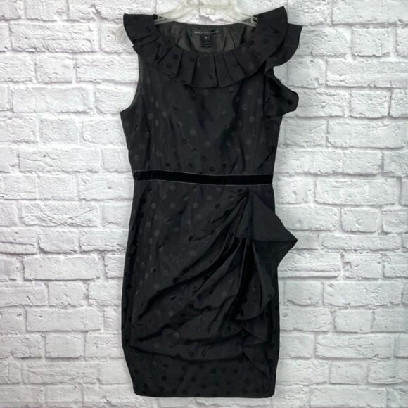 Marc by Marc Jacobs Black Polka Dot Bodycon Frill Dress Size 6 - Picture 1 of 8